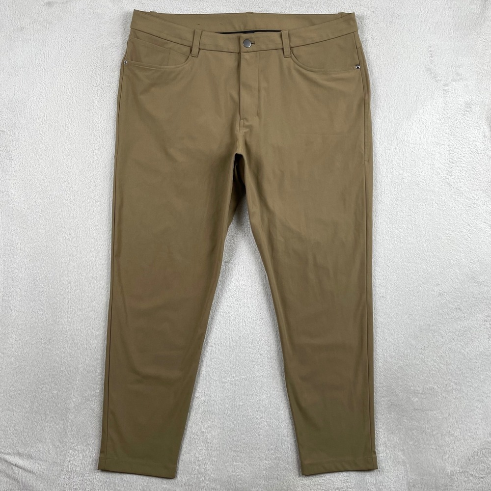 Lululemon ABC Pant Men 36x29 Beige Tan Slim Fit Warpstreme Chino Office Golf